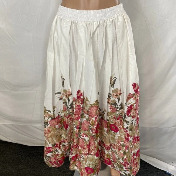 Maeve Women’s Sybil Poplin Floral Midi Skirt – Ivory/Multicolor – Size XS - Picture 1 of 11
